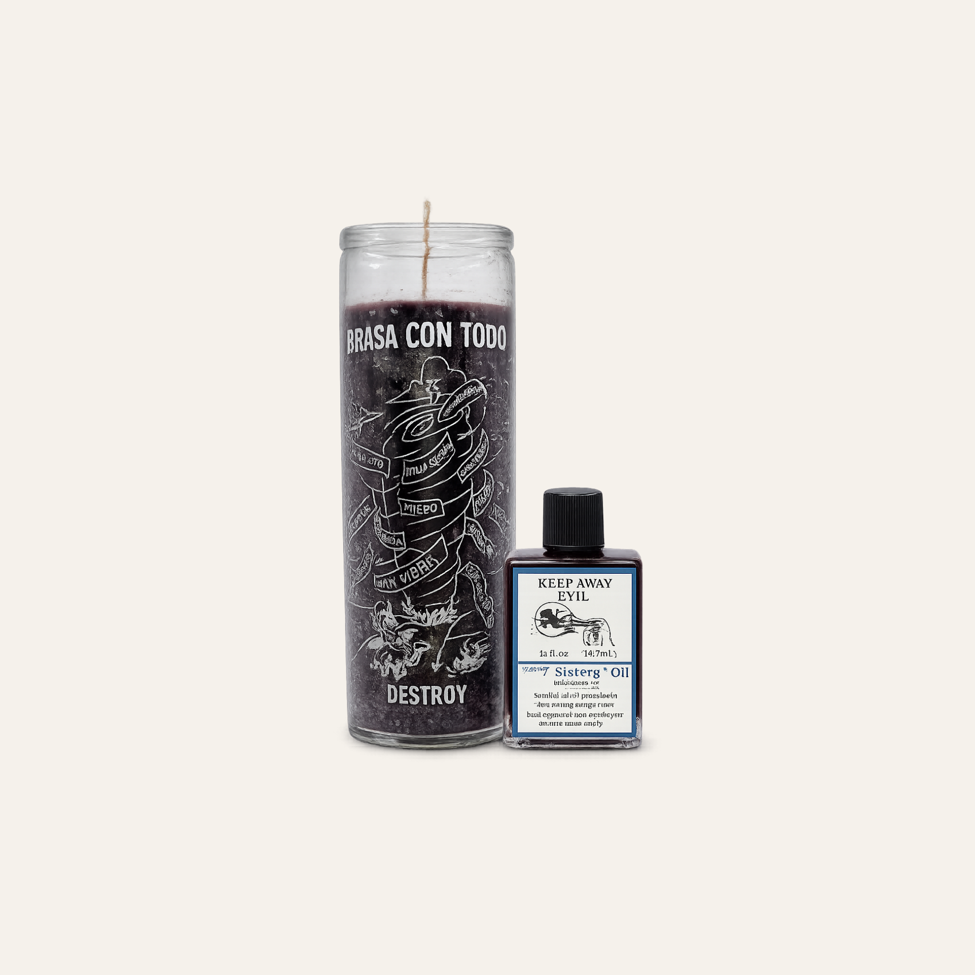 Brasa Con Todo Candle & Keep Away Evil Oil Set